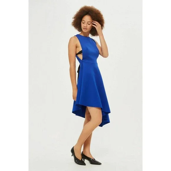 Topshop | Dresses | Topshop Eyelet Laceup Back Asymmetrical Dress Bright  Blue Prom Us 8 Uk2 11 | Poshmark